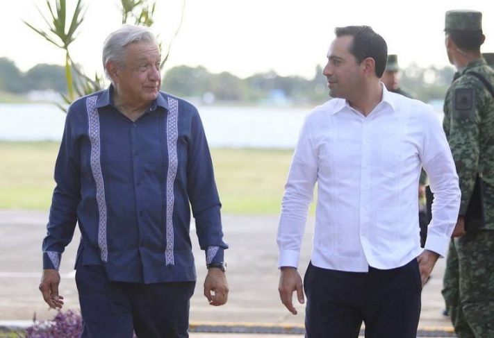 AMLO y Vila supervisan avances del Tren Maya, Parque de La Plancha y puerto de Altura